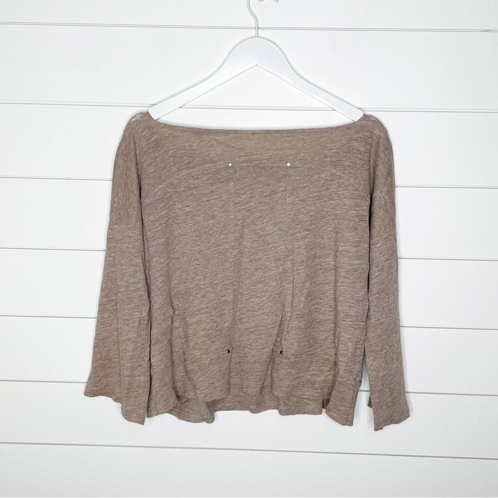 Eileen Fisher Marled Linen Wide Neck Studded Top Brown Size Small - Picture 6 of 9